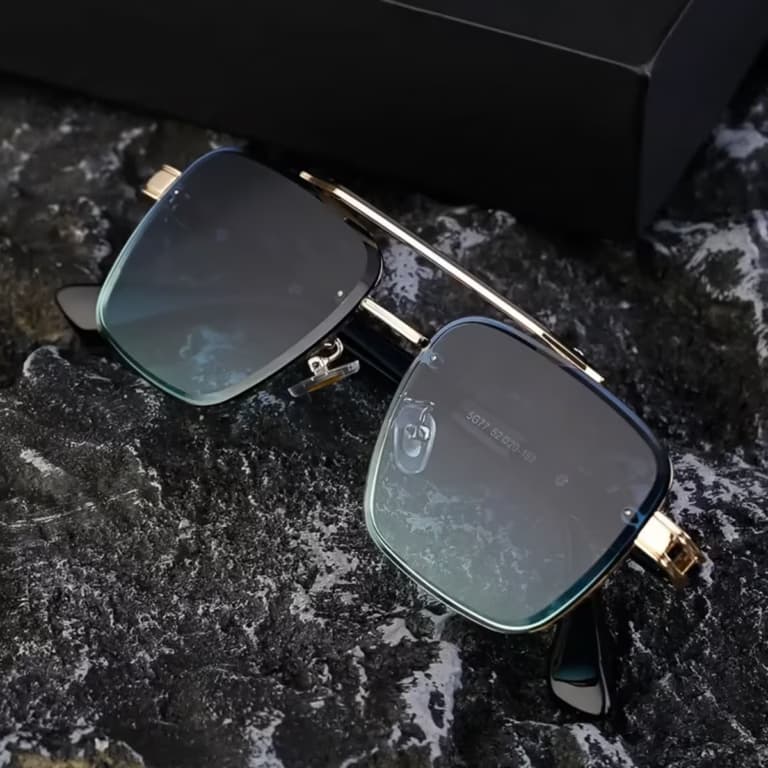WF-5G77 Fashion Trendy Double Bridge Frame UV Protection Sunglasses for Men — image 2